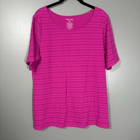 White Stag Bright Pink Crochet Lace Stripe Boho Top - Size XL (16-18) - Women's - Picture 1 of 6